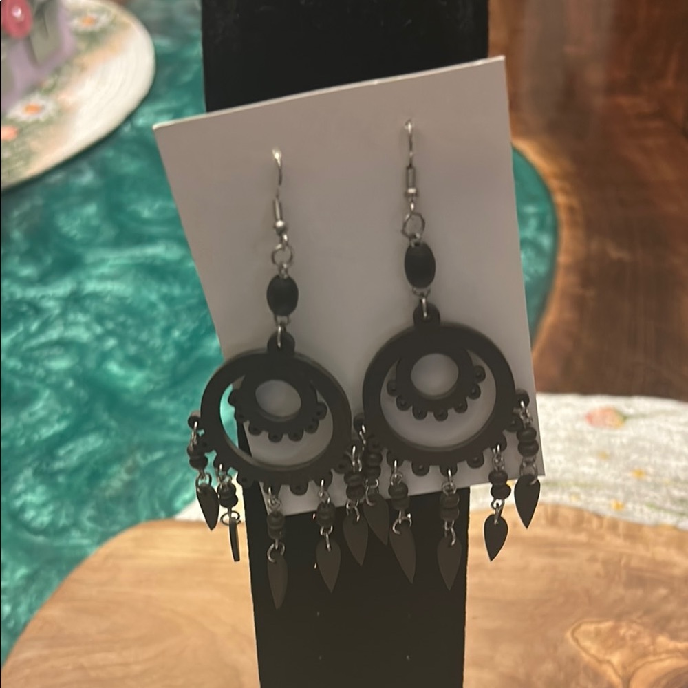 Earrings Handcrafted Elegant Brown Dangle Earrings, 3 1/2”, New